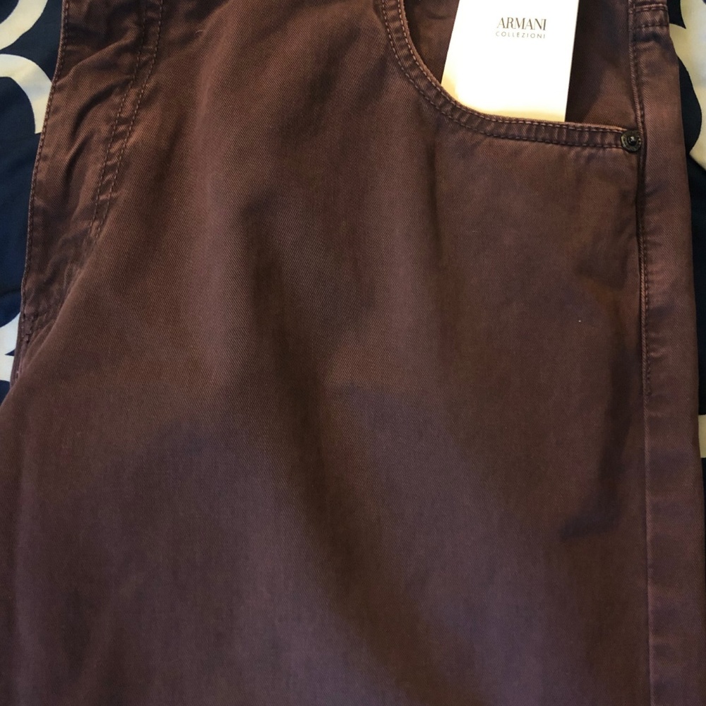 Armani Collezioni Men's Pants Burgundy, Size 38